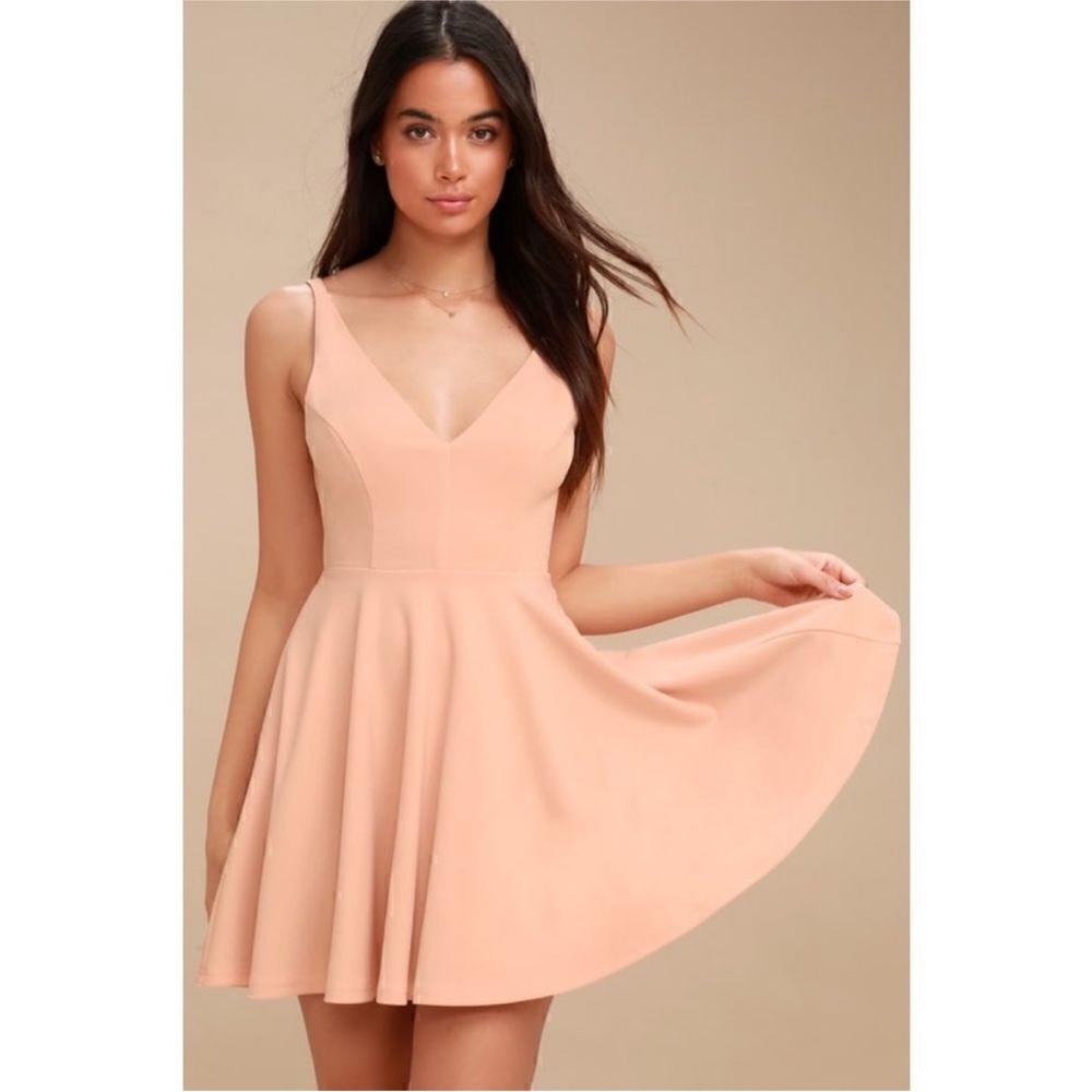 Lulus Darling Delight skater dress blush pink women’s Small New with tags